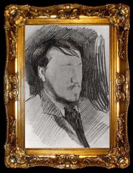 framed  Mikhail Vrubel Portrait of Valentin Serov, ta009-2